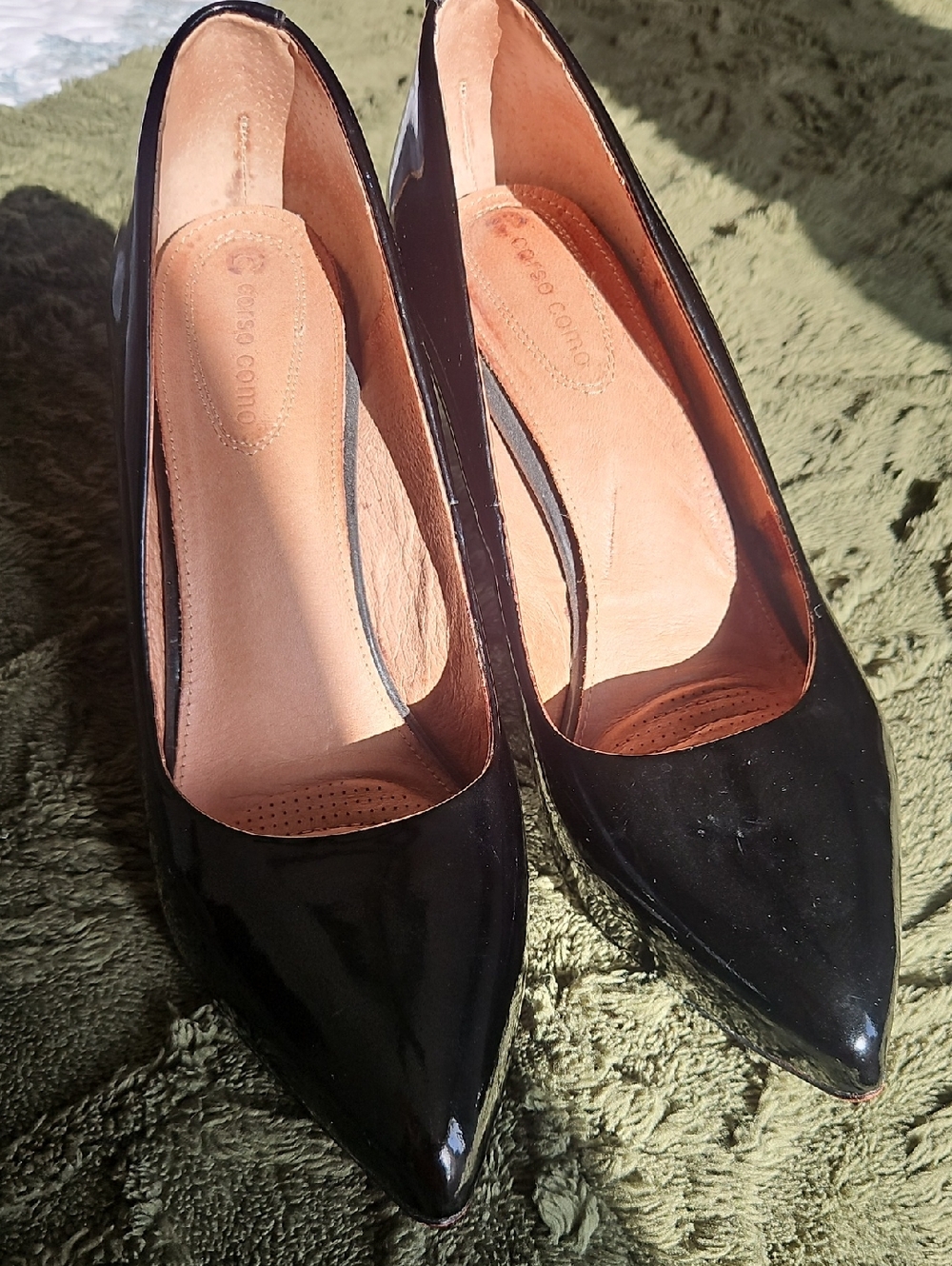 Corso Como Black Patent Pointed-Toe Pumps